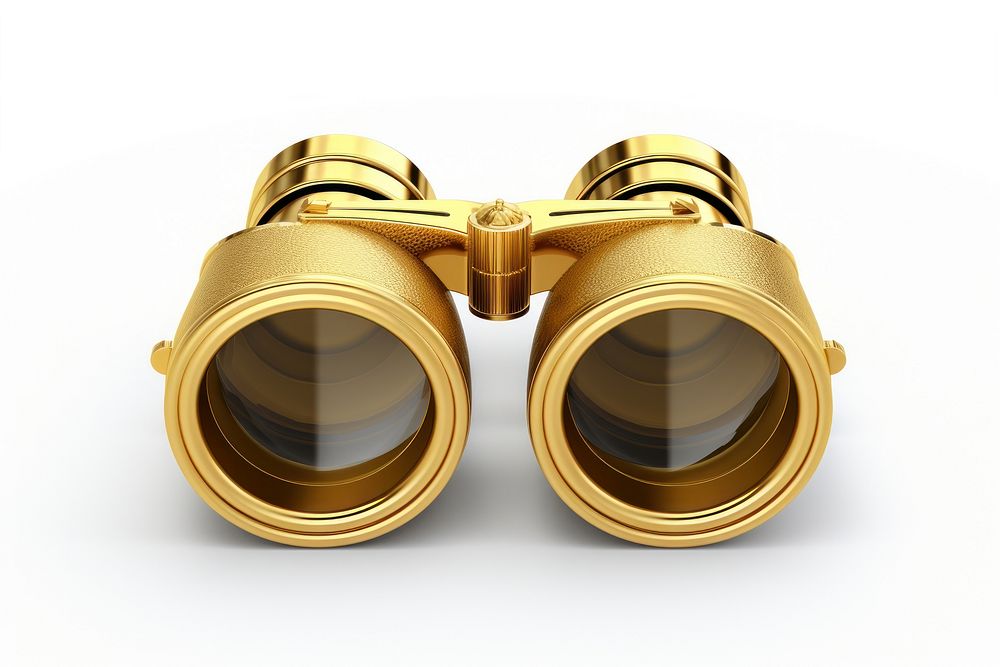 Minimal binoculars gold white background accessories.