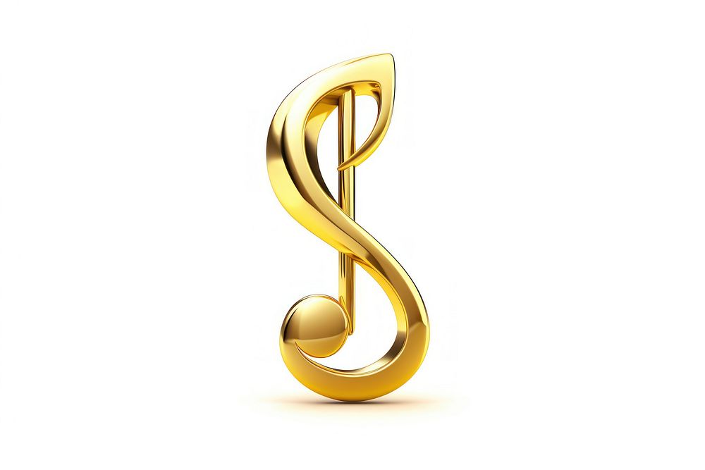 Music note symbol icon element jewelry shiny gold.