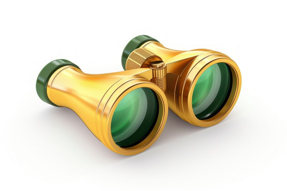 Simple binoculars gold white background circle.