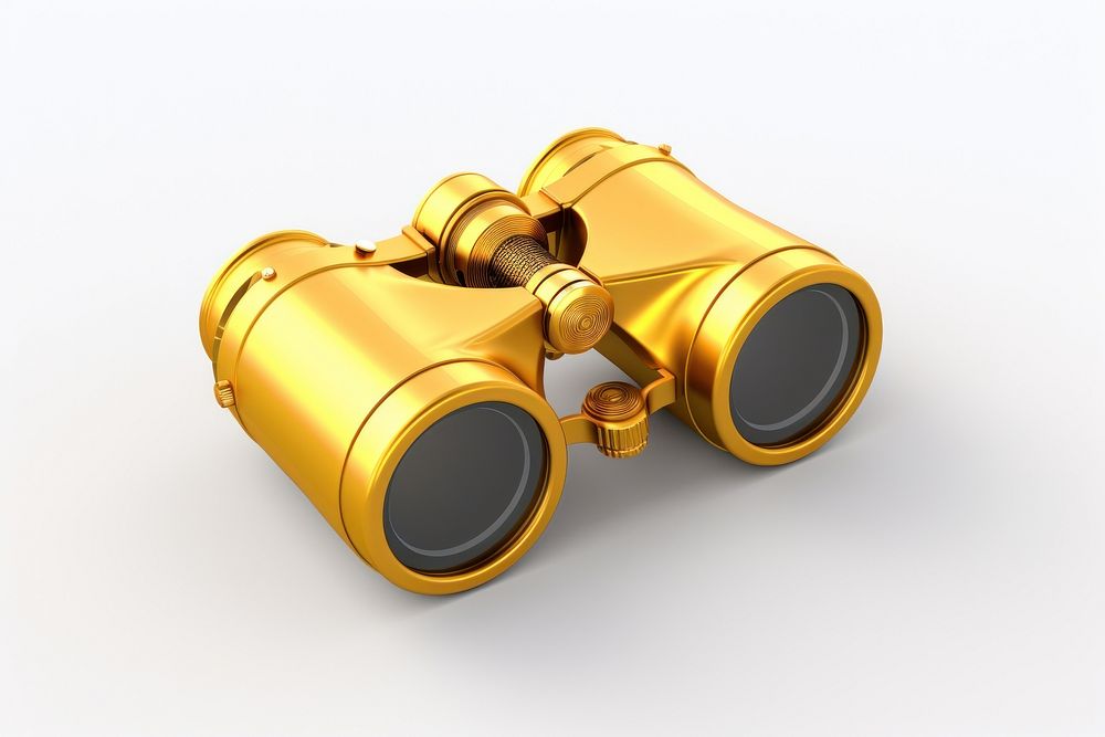 Simple binoculars gold white background yellow.
