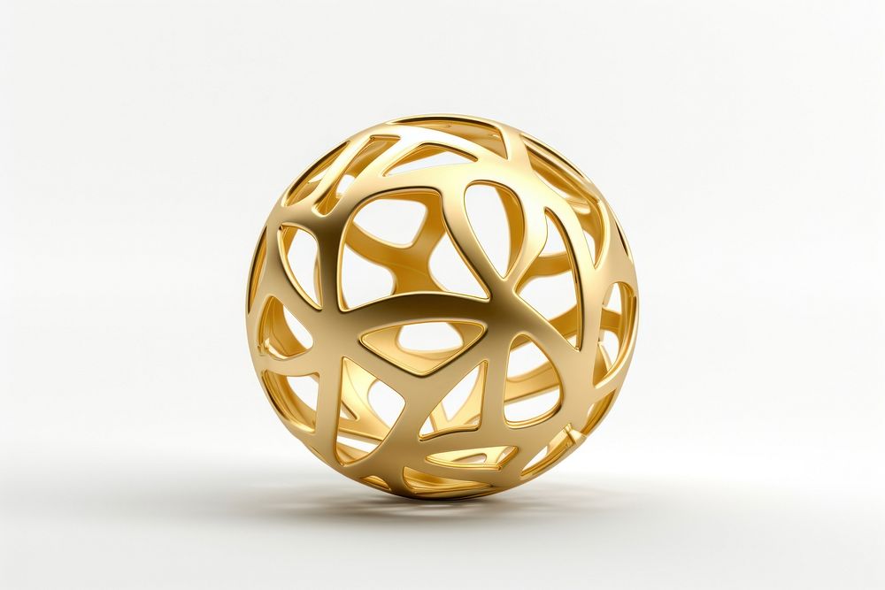 Sphere gold shiny white background.
