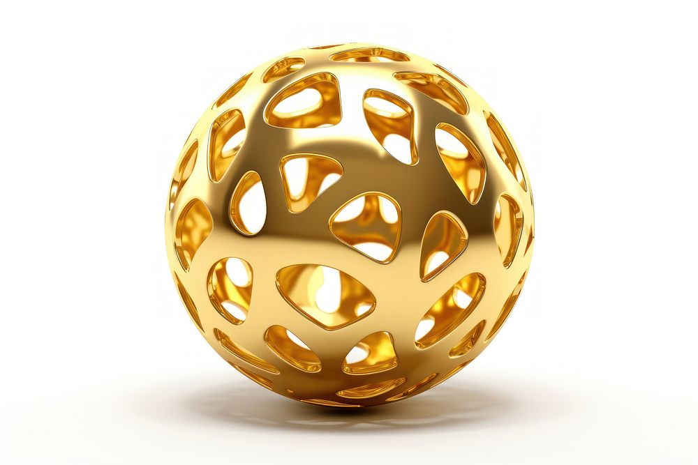 Sphere gold shiny white background.