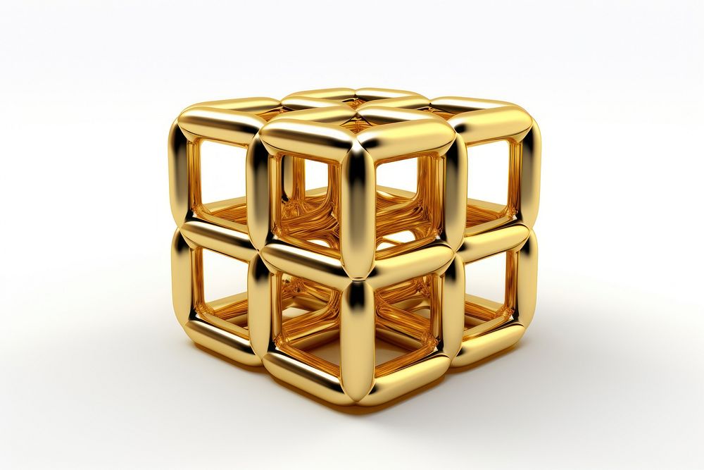 Unique tube cube gold jewelry shiny.