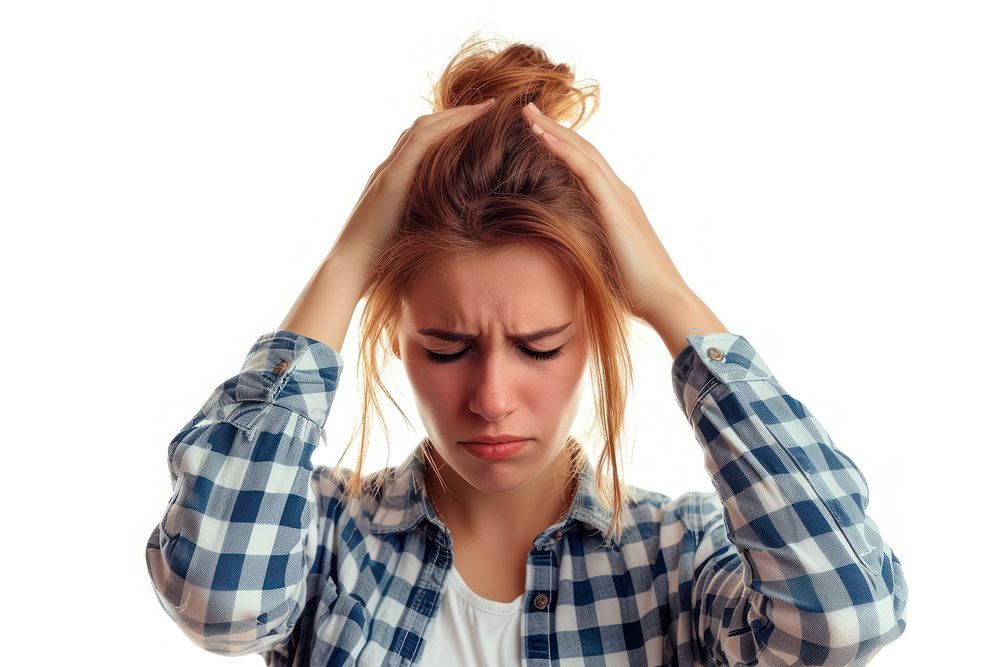 Headache desperate pain worried women.