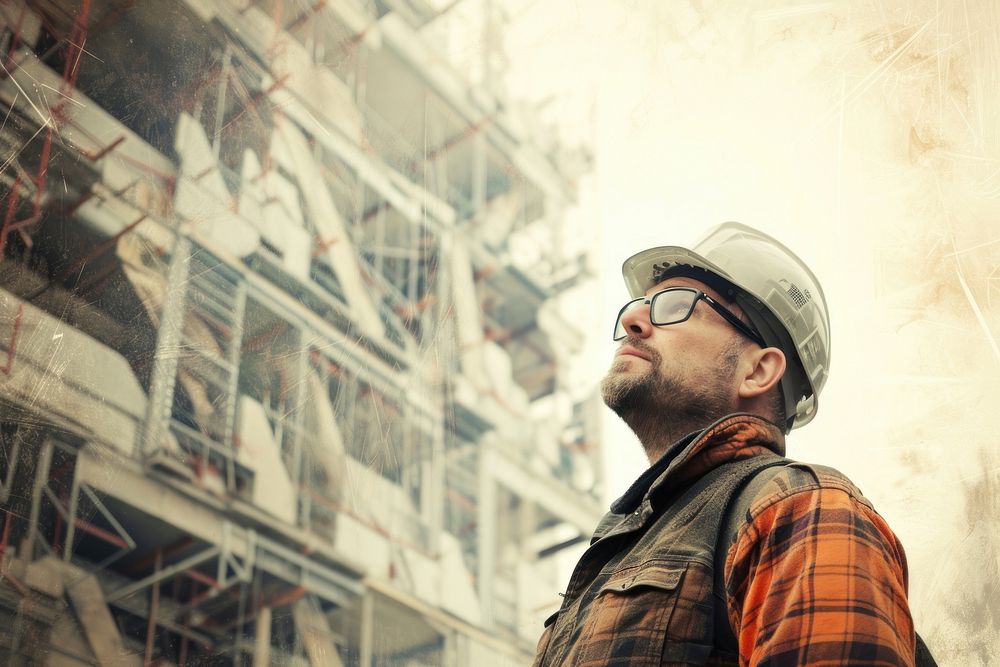 An architect in front of his construction site architecture building portrait.