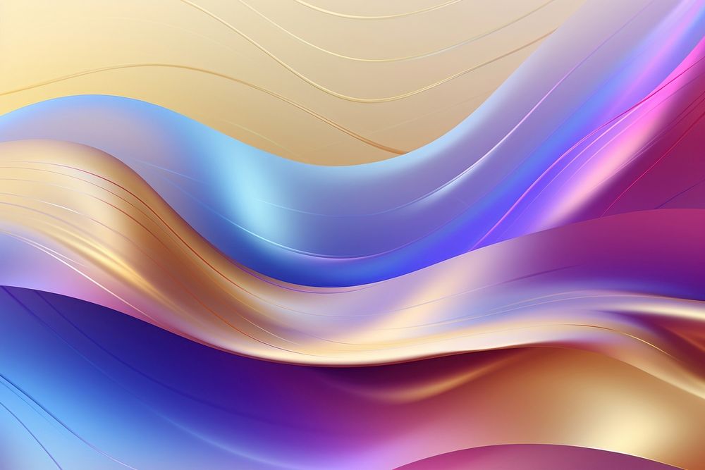 Wavy abstract gold foil hologram purple backgrounds pattern.