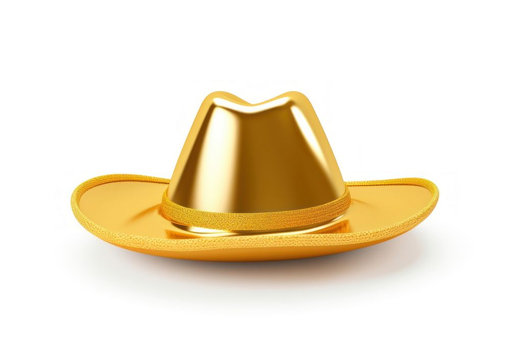 Sombrero gold hat white background.