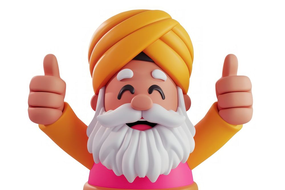 Happy indian sikh man portrait finger hand.