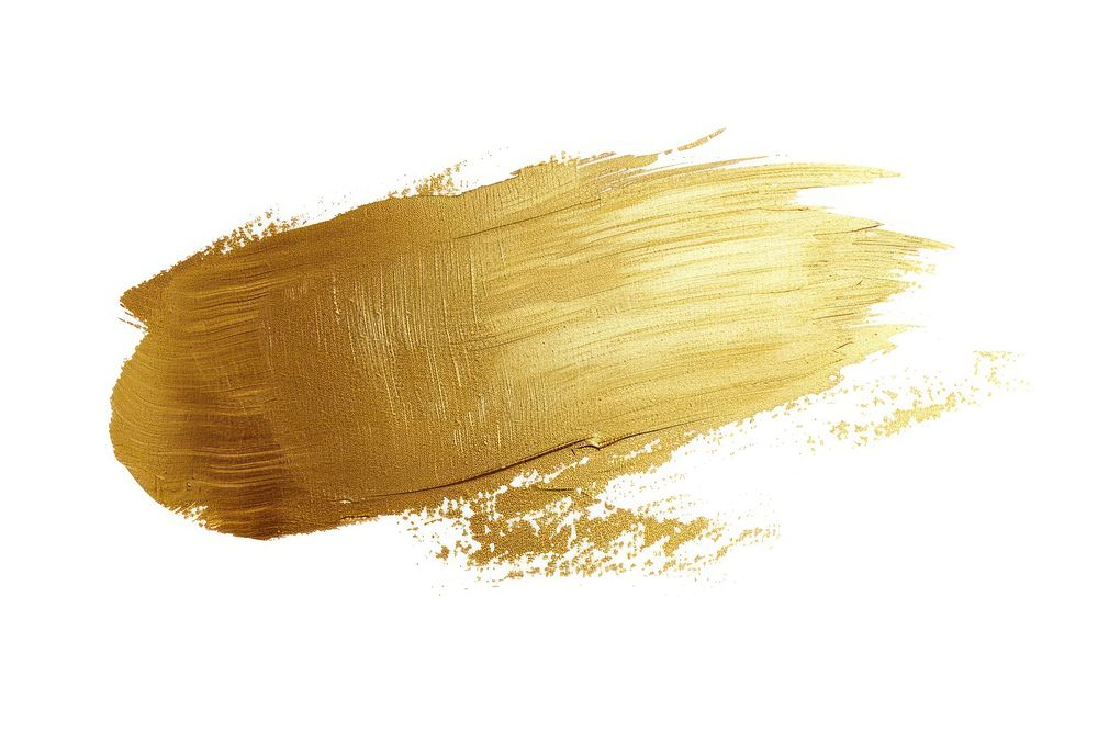 Gold dry brush stroke paint white background abstract.
