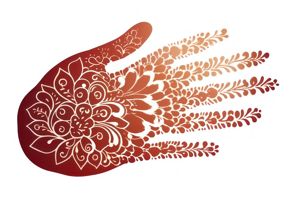 Hand pattern maroon henna.