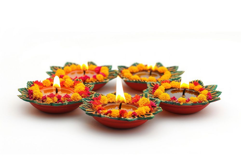 Traditional Indian festival diwali plant white background.