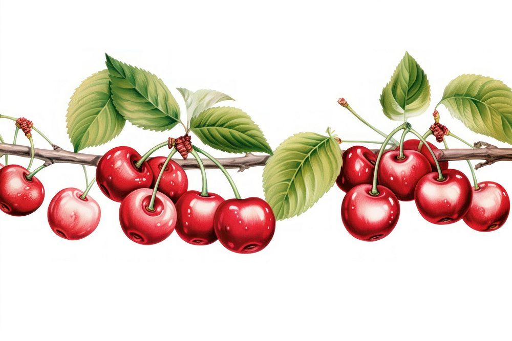 Cherry line horizontal border fruit plant food.