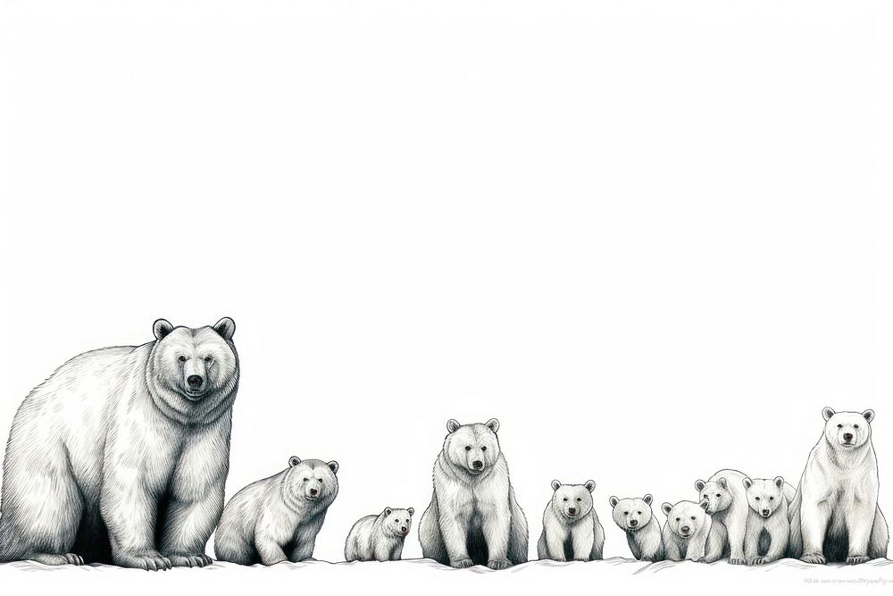Bear line horizontal border wildlife drawing animal.
