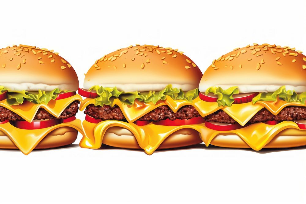 Burger line horizontal border food hamburger condiment.