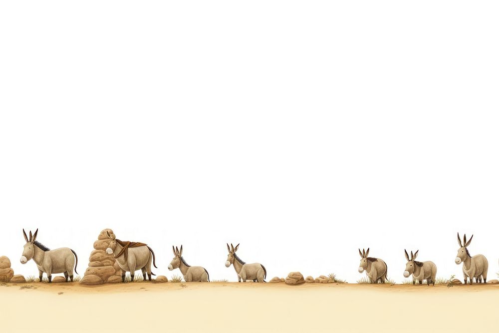 Donkey line horizontal border wildlife animal mammal.