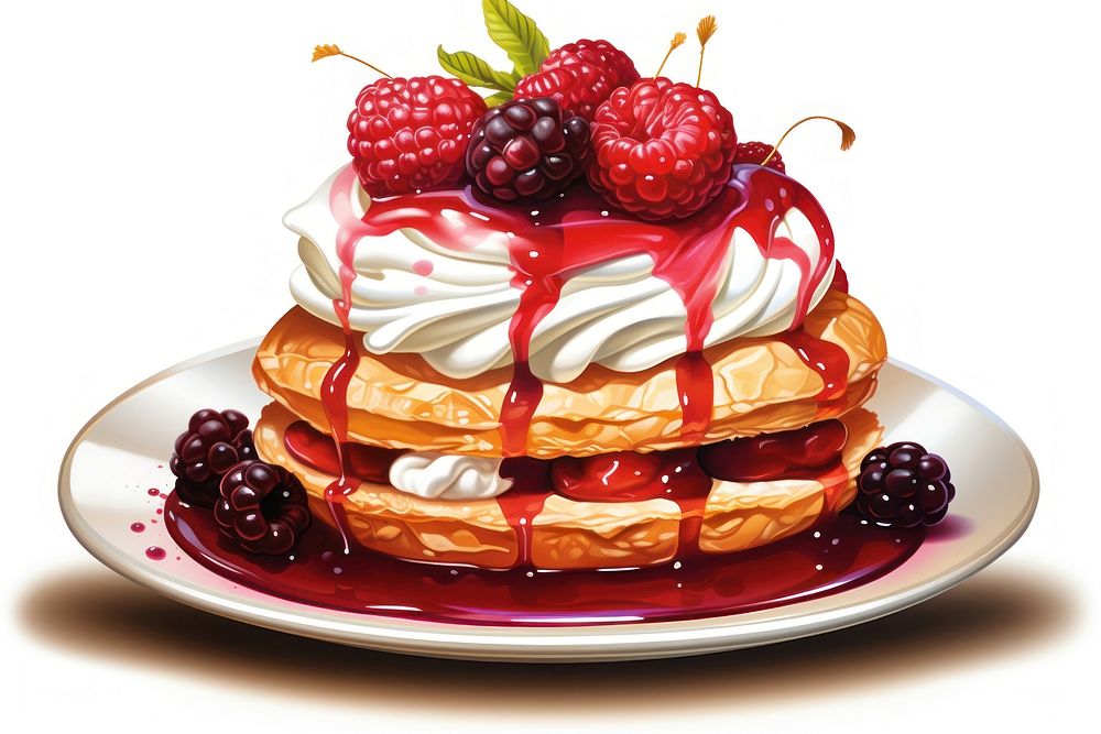 Dessert raspberry pancake cream.