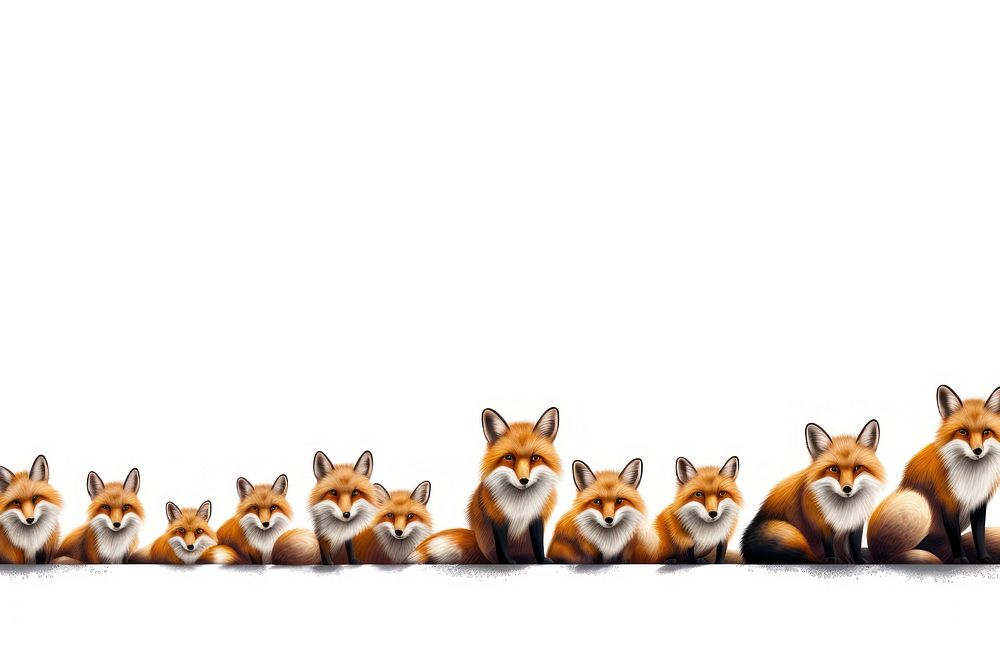 Fox line horizontal border fox wildlife animal.