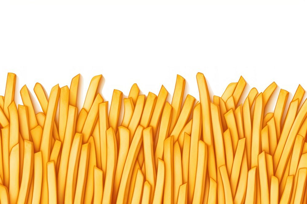French fries line horizontal border backgrounds food white background.