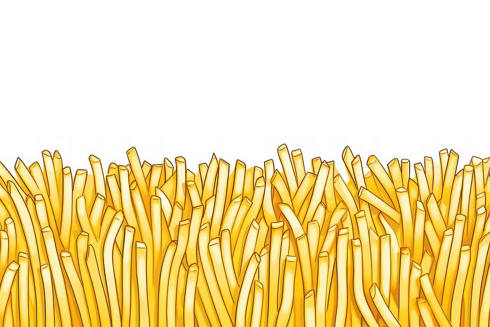 French fries line horizontal border backgrounds pasta food.