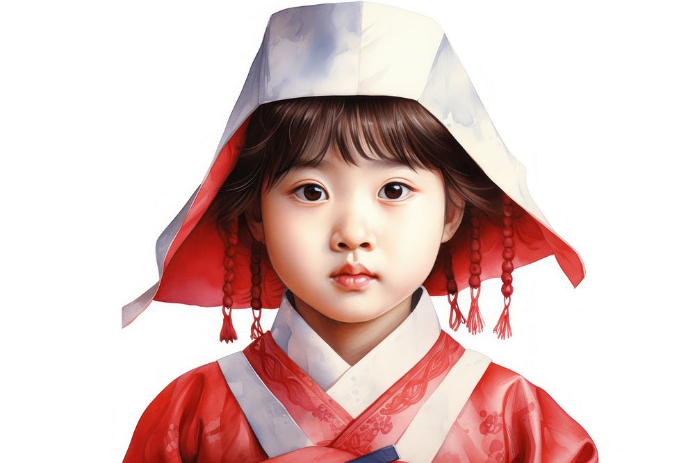 Korean child baby white background innocence.
