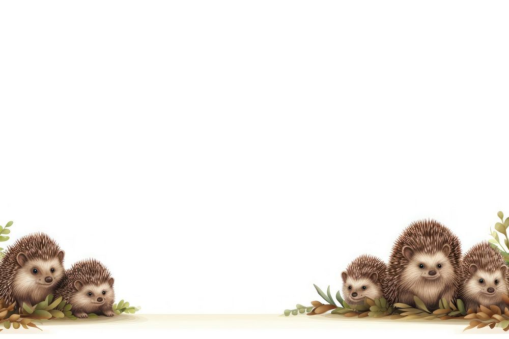 Hedgehog line horizontal border porcupine animal mammal.