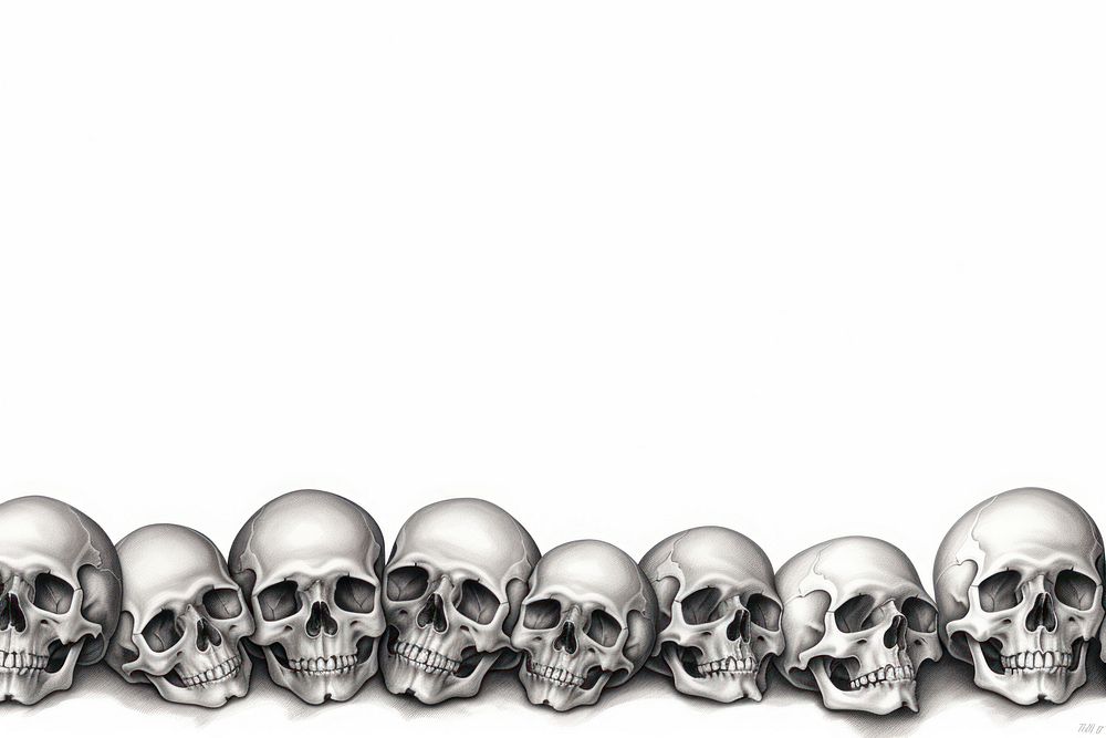 Skull line horizontal border white background copy space jewelry.