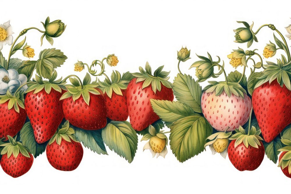 Strawberry line horizontal border fruit plant food.