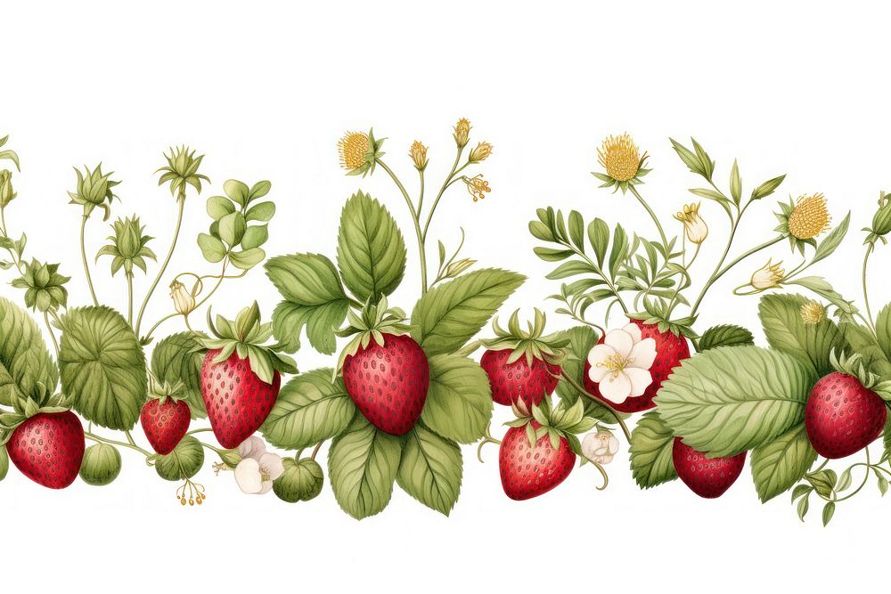 Strawberry line horizontal border fruit plant food.