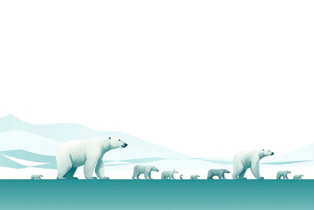 Polar bear line horizontal border wildlife animal mammal.