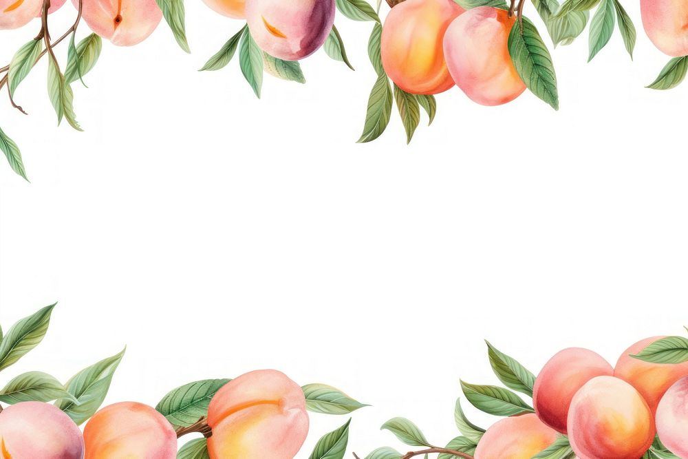 Peach line horizontal border backgrounds fruit plant.