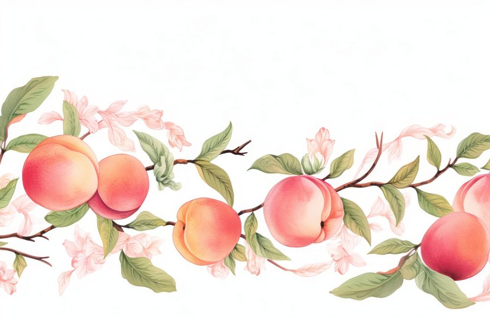 Peach line horizontal border plant food freshness.