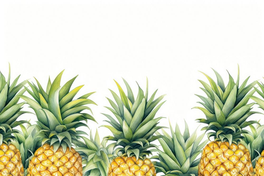 Pineapple line horizontal border backgrounds plant fruit.