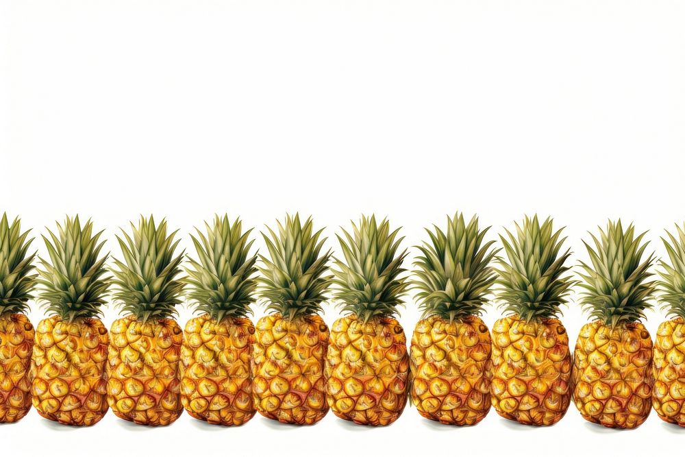 Pineapple line horizontal border fruit plant food.