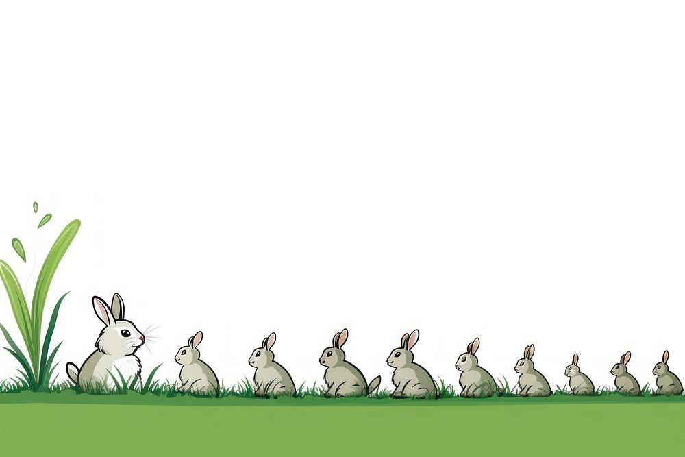 Rabbit line horizontal border animal mammal rabbit.