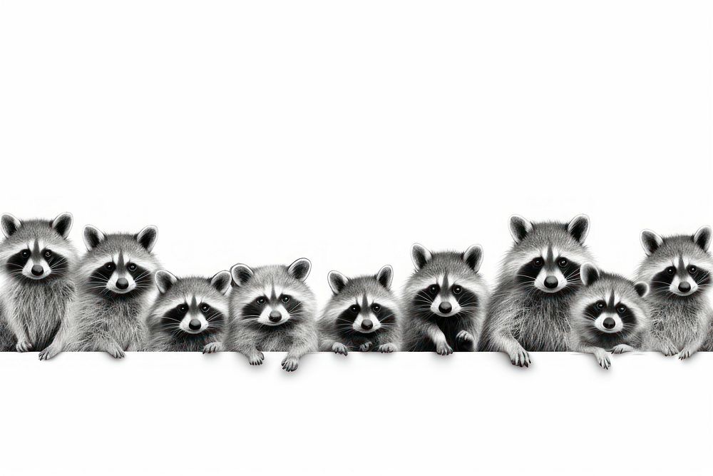 Raccoon line horizontal border animal | Premium Photo Illustration ...