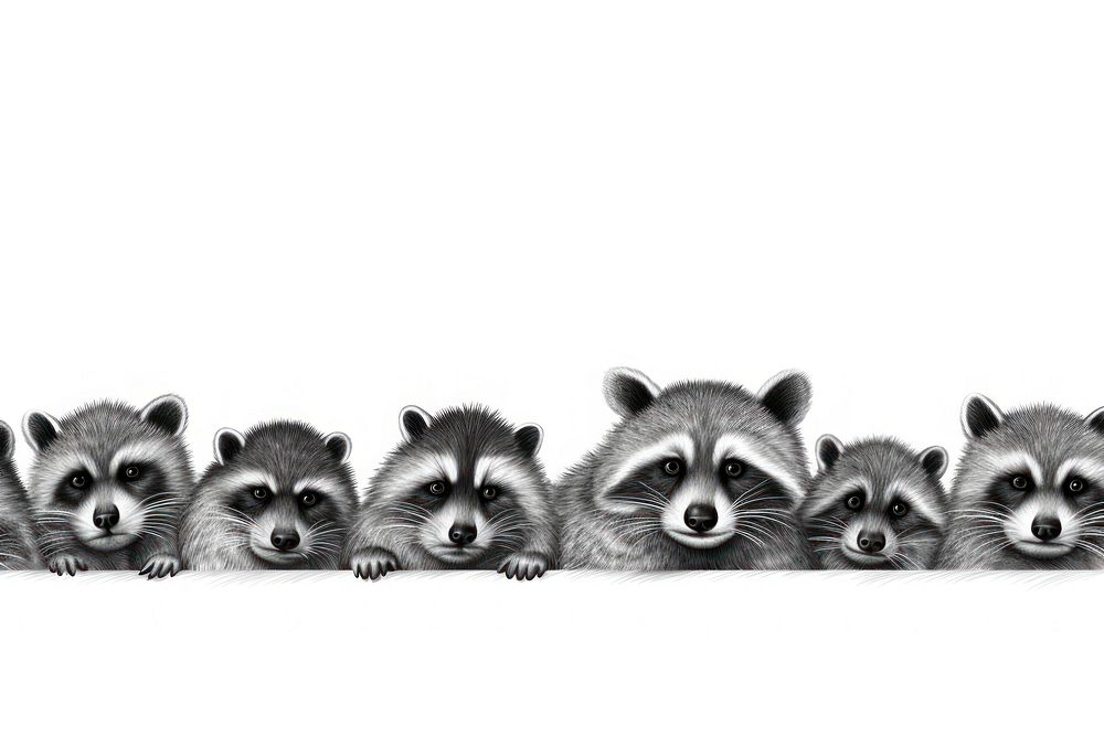 Raccoon line horizontal border wildlife | Premium Photo Illustration ...