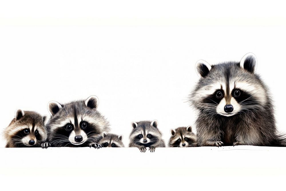 Raccoon line horizontal border wildlife | Premium Photo Illustration ...