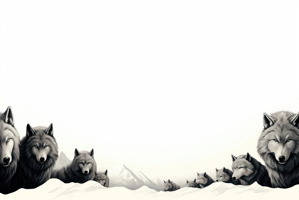 Wolf line horizontal border wolf animal mammal.