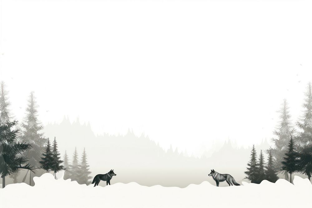 Wolf line horizontal border outdoors nature animal.