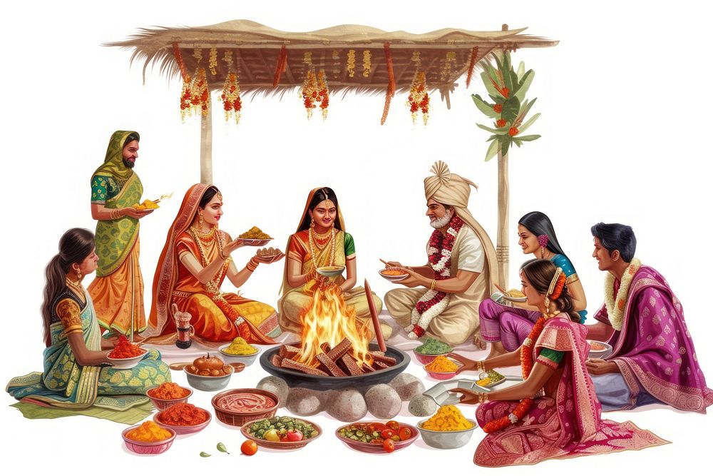 Indian festival adult white background togetherness.