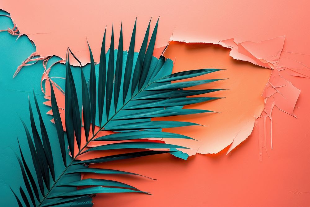 Abstract tropical leaf ripped paper art plant backgrounds.