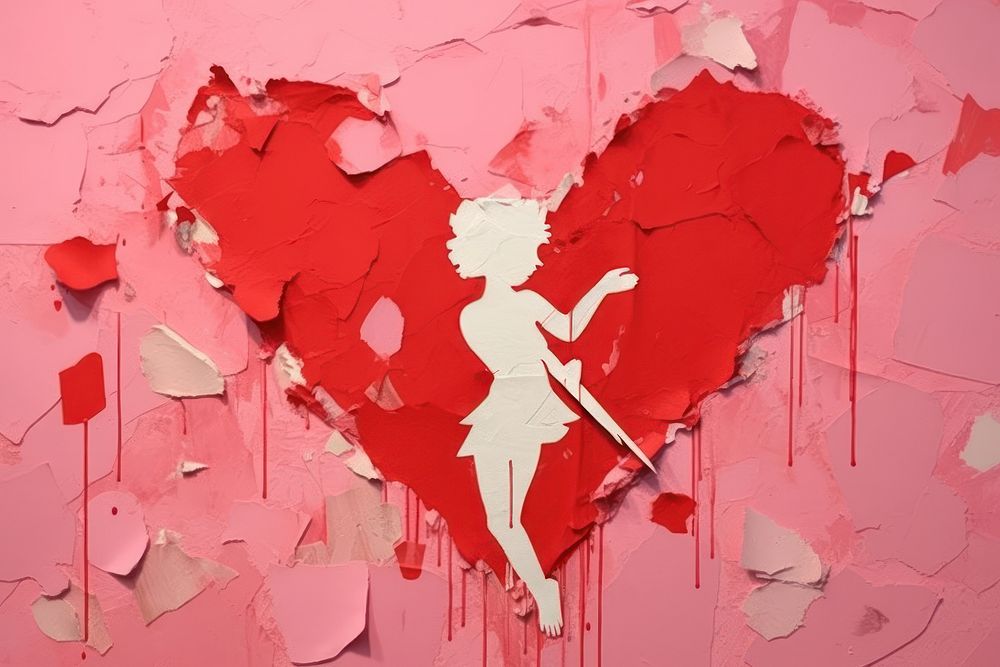 Abstract valentine cupid ripped paper art representation backgrounds.