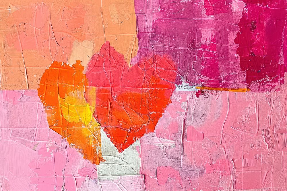 Abstract valentine ripped paper art painting architecture.