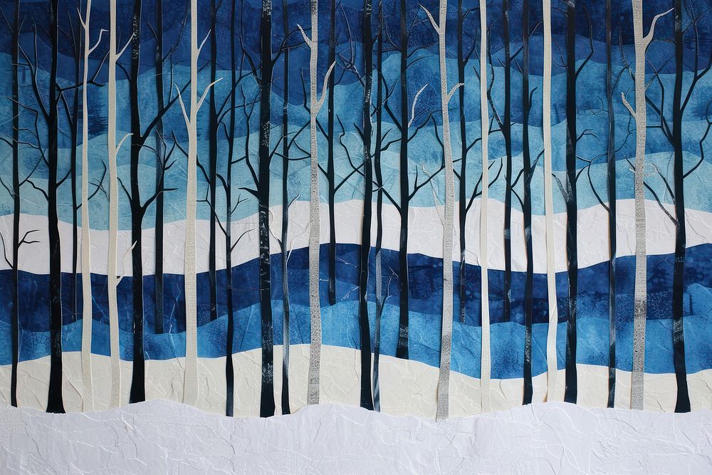 Abstract winter forest ripped paper art backgrounds creativity.