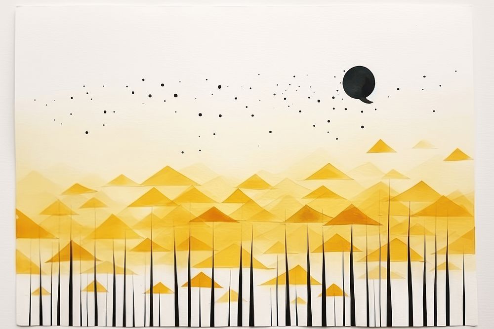Abstract yellow star ripped paper art outdoors painting.