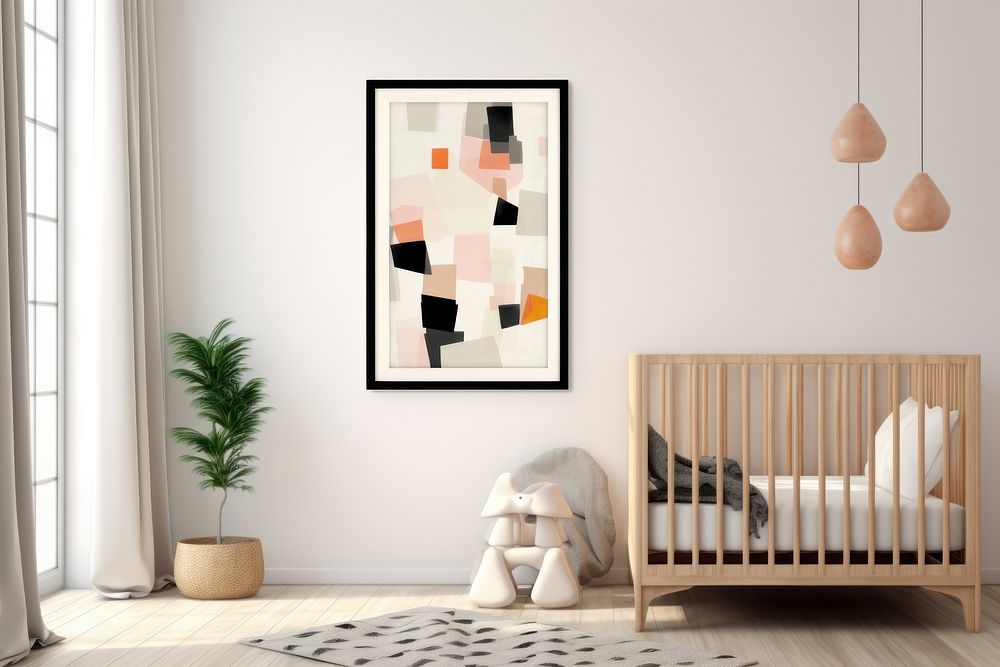 Abstract babyroom ripped paper furniture nursery art.