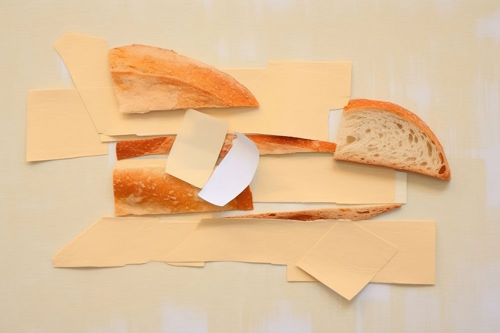 Abstract bakery ripped paper bread food yellow.
