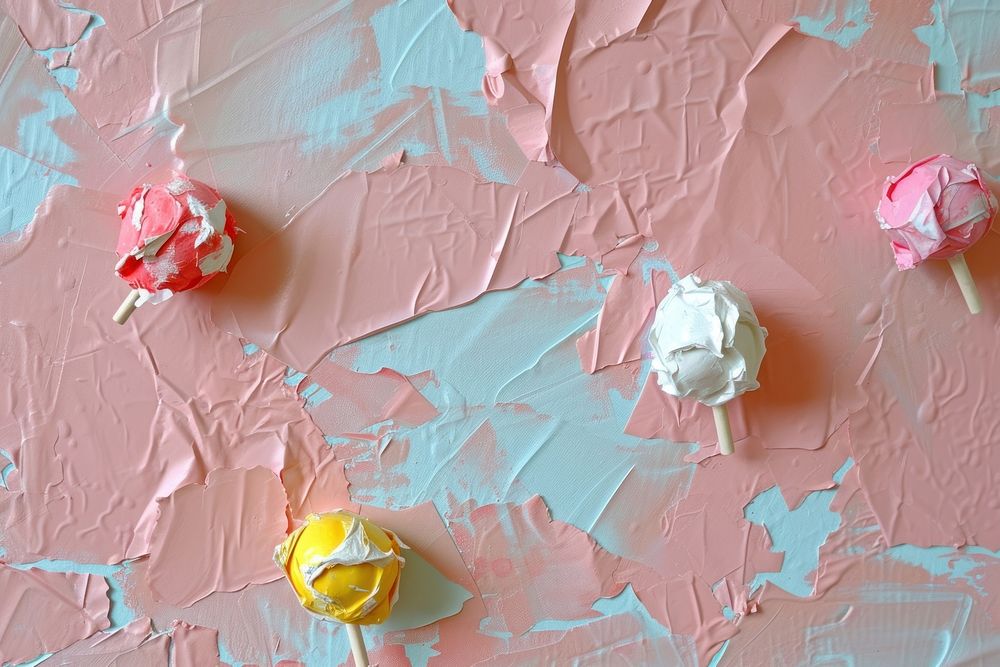 Abstract cute candy ripped paper petal art confectionery.