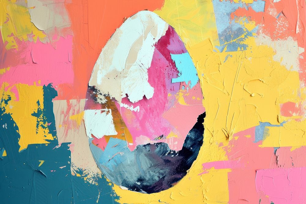 Abstract easter egg ripped paper art painting backgrounds.