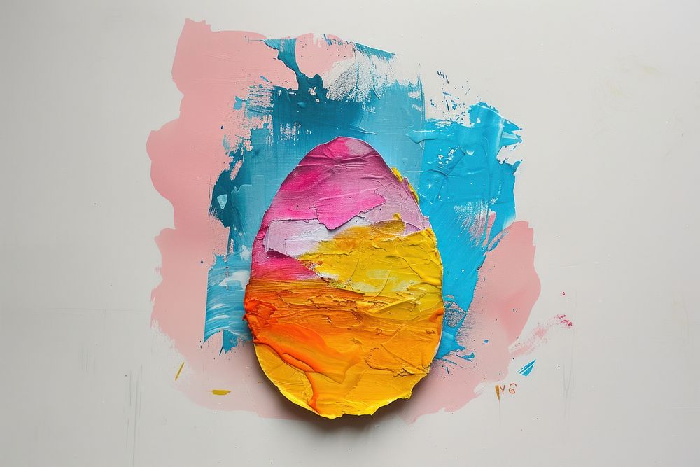 Abstract easter egg ripped paper art painting creativity.